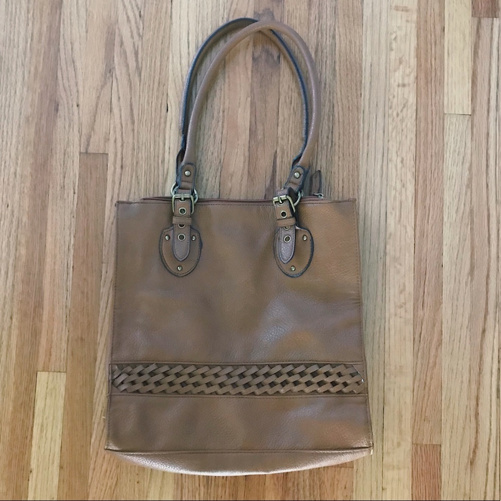 GAL Cognac Totebag with Woven Detail